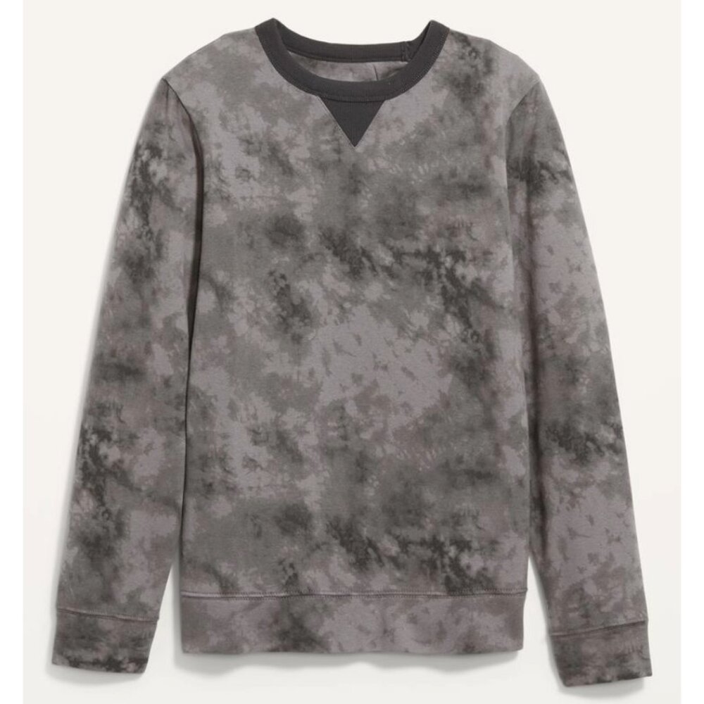NWT OLD NAVY Men's Charcoal Grey Tie-Dyed Crewneck Sweatshirt Sz Small